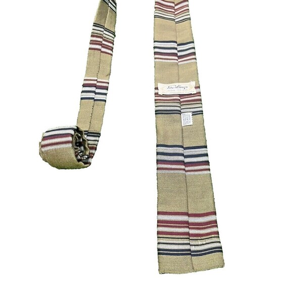Sterling's Store For Men Vintage Wool Blend Striped Square Tie Retro 52 X 2 1/2 - Picture 5 of 9